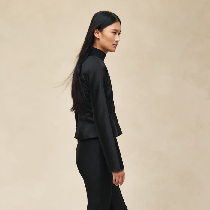 Noir Short Jacket With Basque