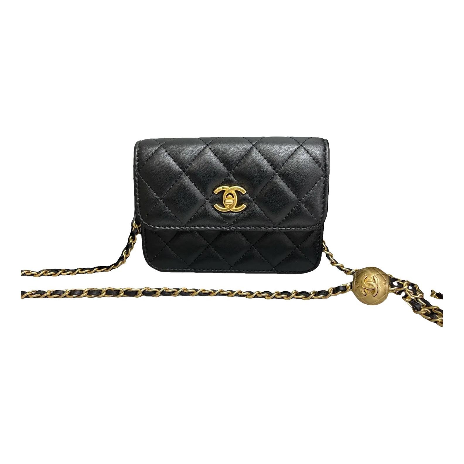 Trendy CC Wallet on Chain leather handbag