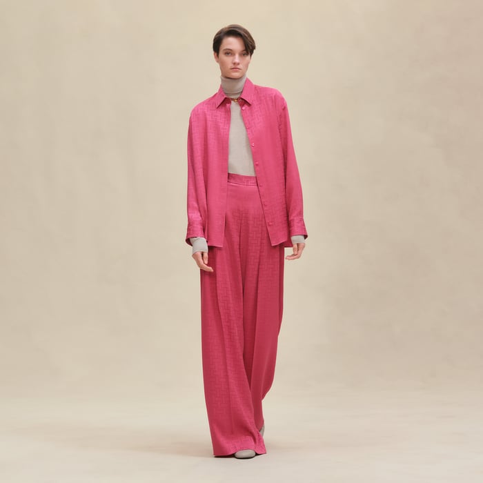 Rose Framboise "Mosaique" Ascot Collar Shirt