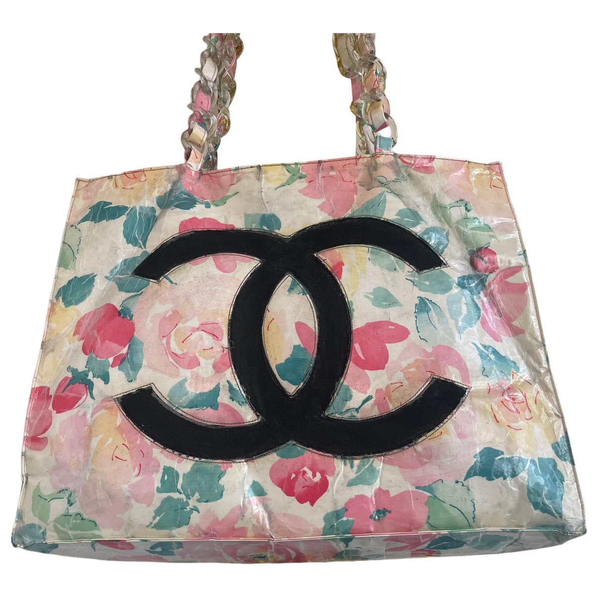 Vintage CC Chain vinyl tote