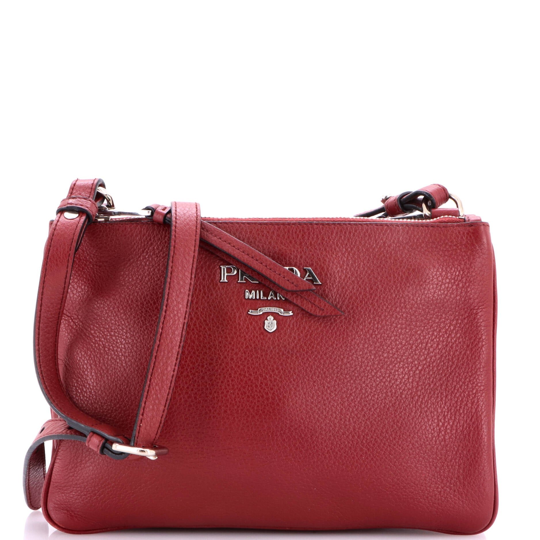 Double Zip Crossbody Bag Vitello Daino Small