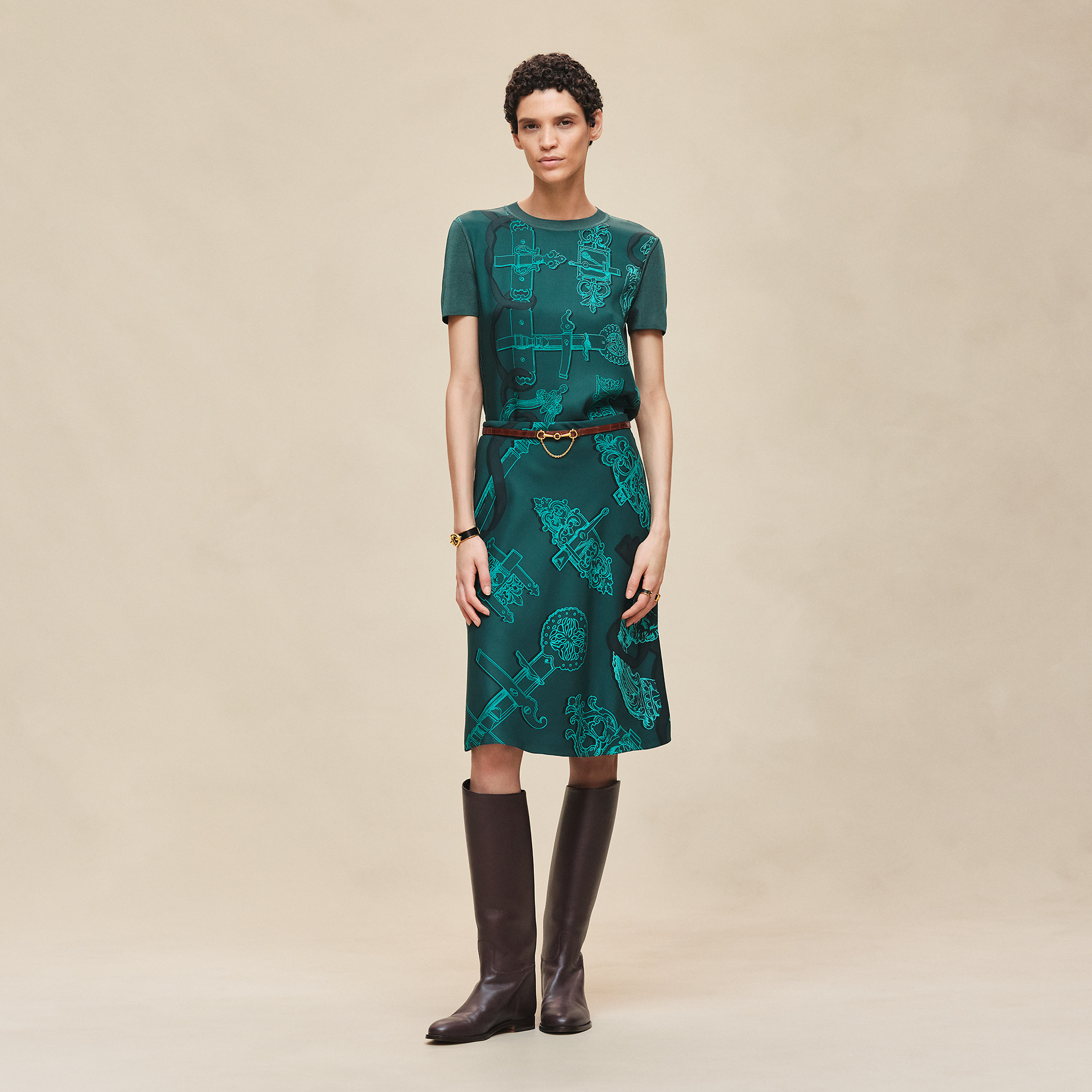 "Ferronnerie Remix" slanted skirt