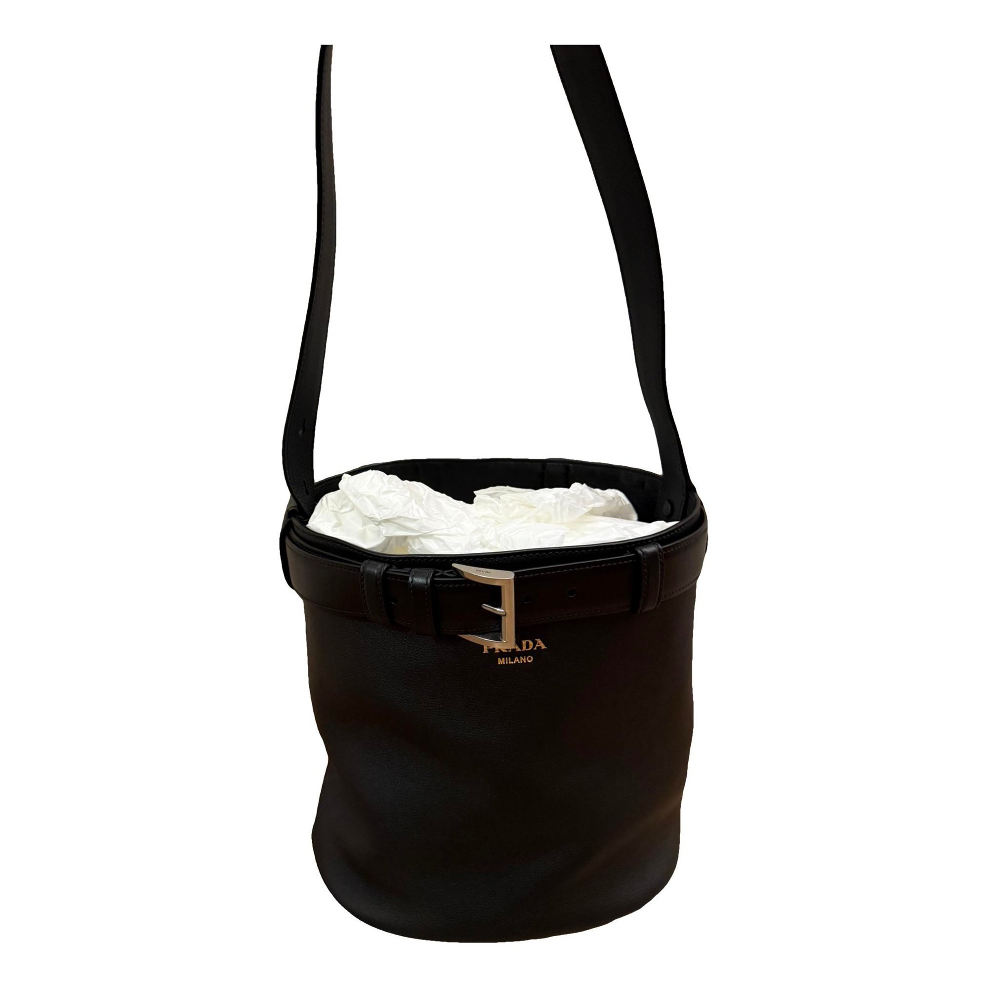 Buckle leather handbag