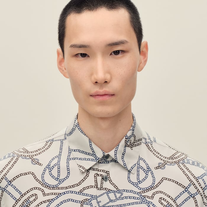 Café "Eperon d'Or Quadrilignes" Straight Cut Shirt