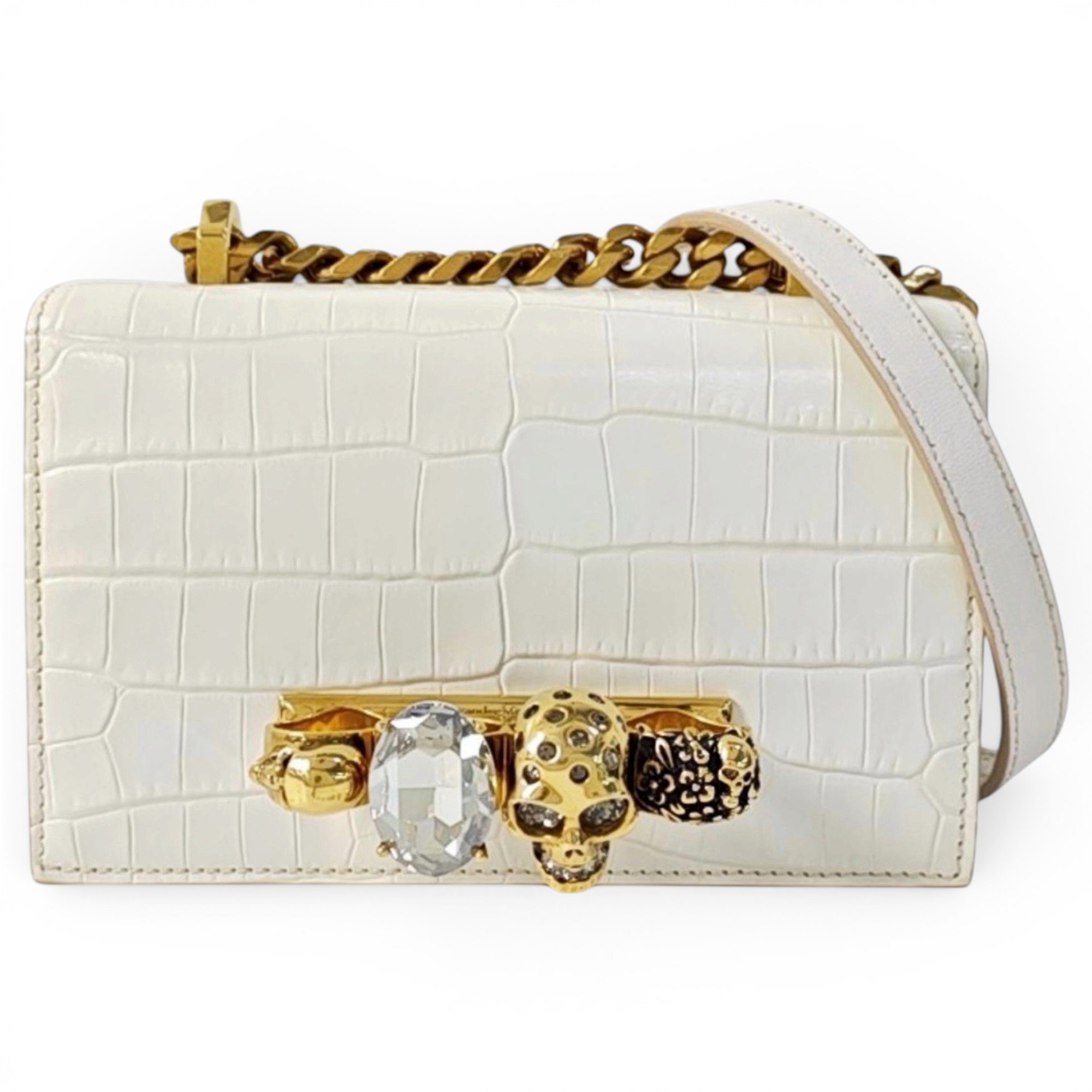 Knuckle leather crossbody bag