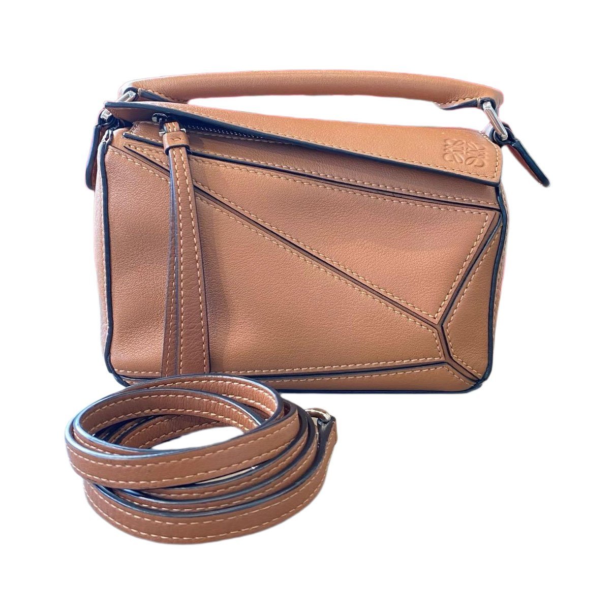 Puzzle leather handbag