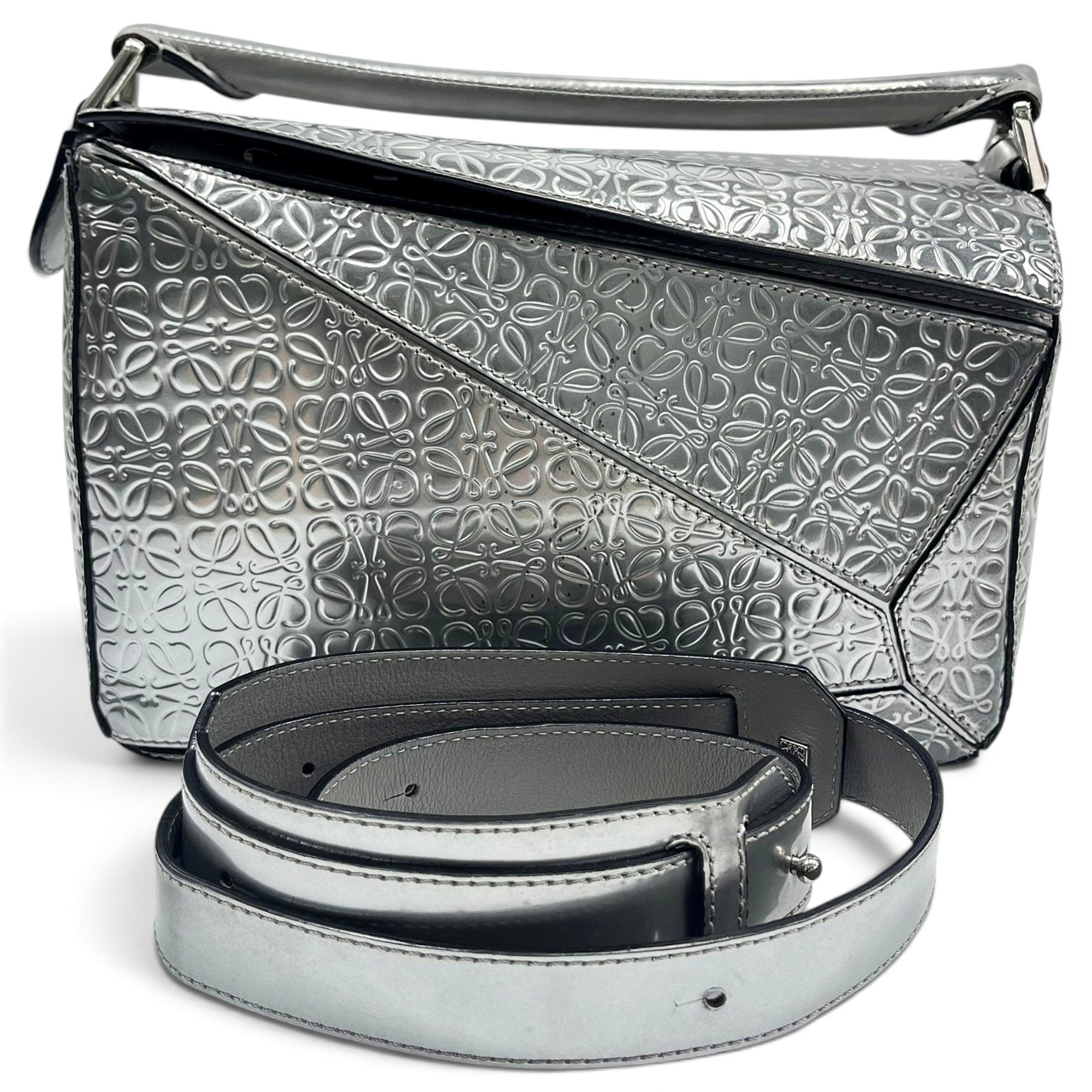 Puzzle leather handbag