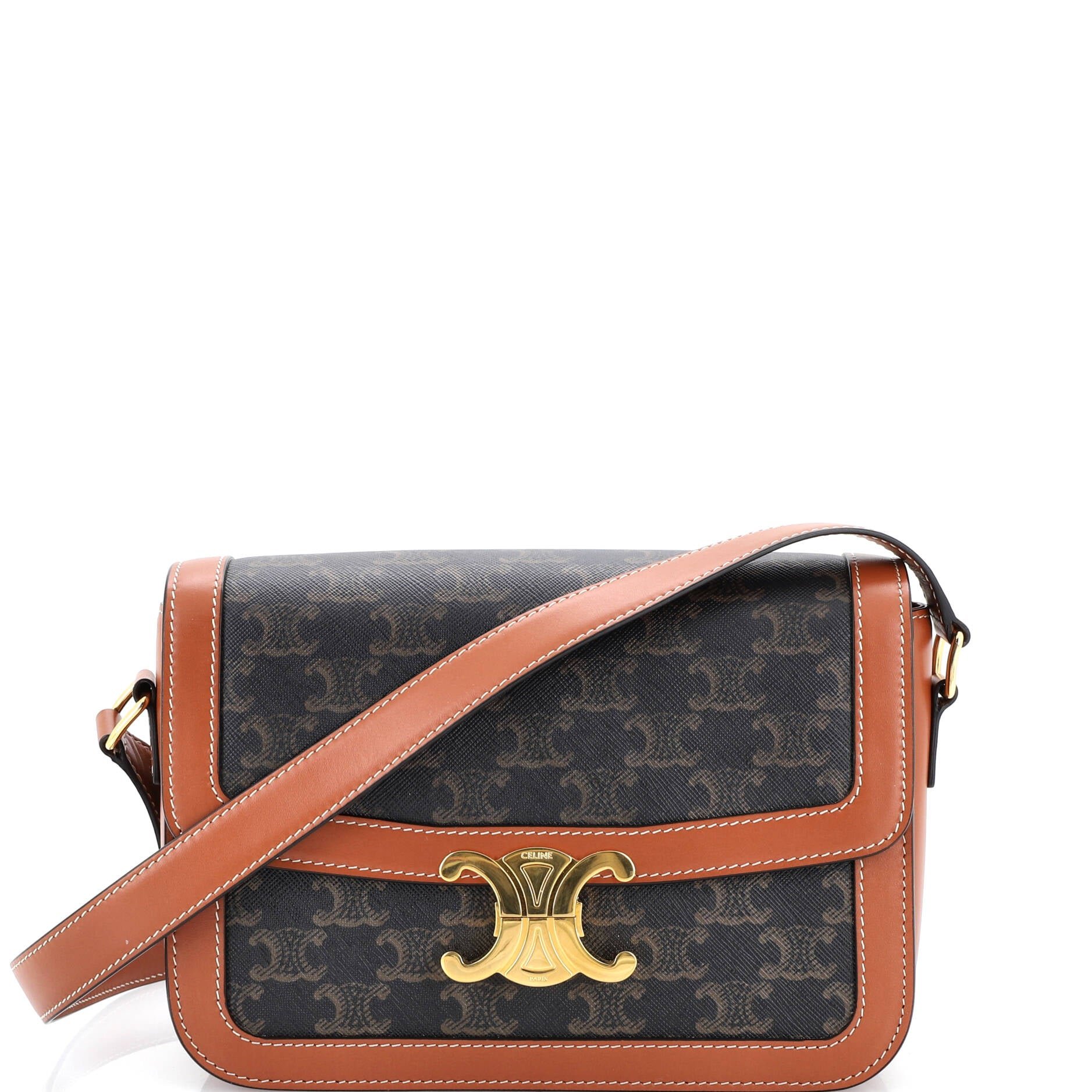 Celine Triomphe Shoulder Bag Triomphe Coated Canvas Medium