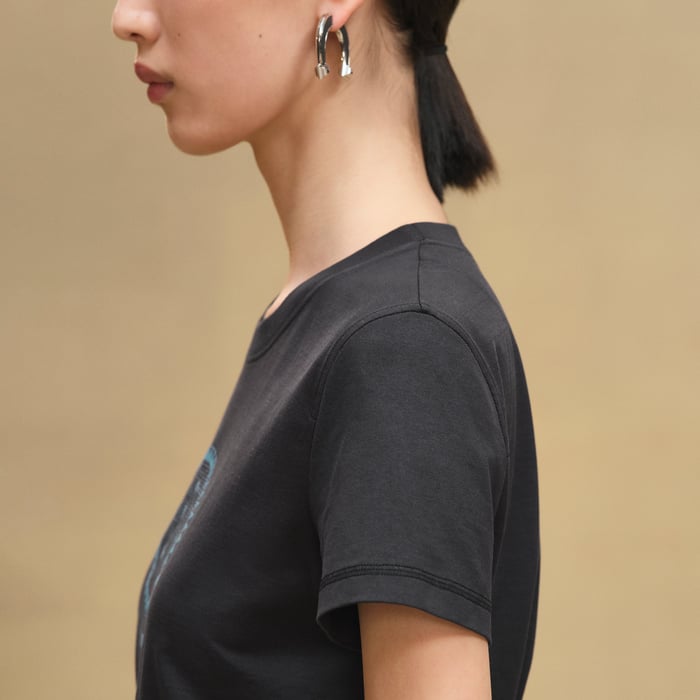 Bleu Noir Printed Straight T-shirt