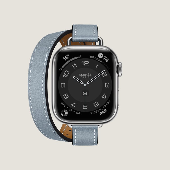 Bleu Lin Band Apple Watch Hermes Double Tour 41 mm attelage