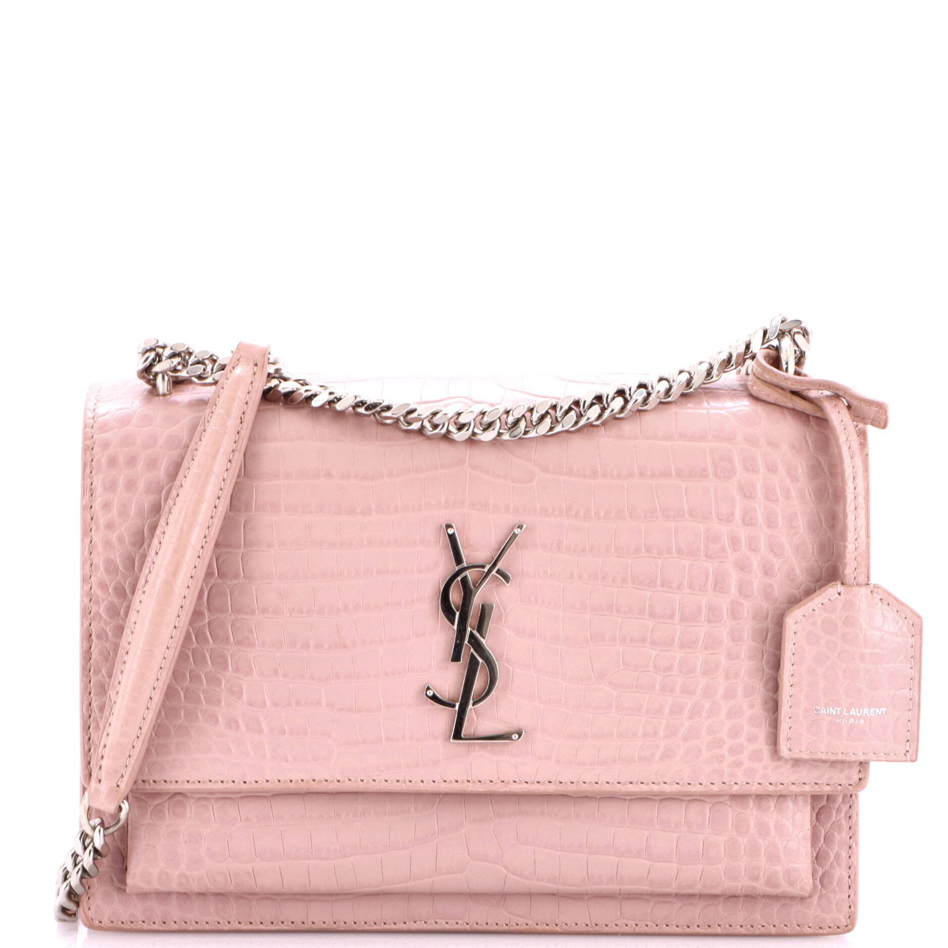 Sunset Crossbody Bag Crocodile Embossed Leather Medium