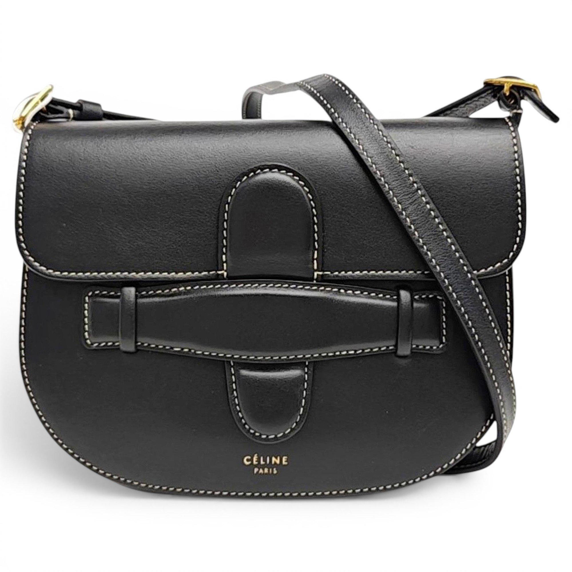 Symmetrical leather handbag