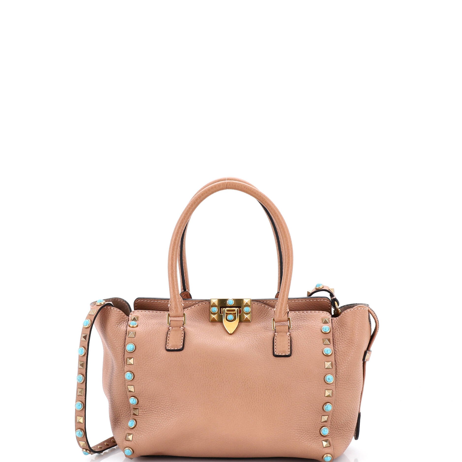 Valentino Garavani Rolling Rockstud Tote Leather with Cabochons Small
