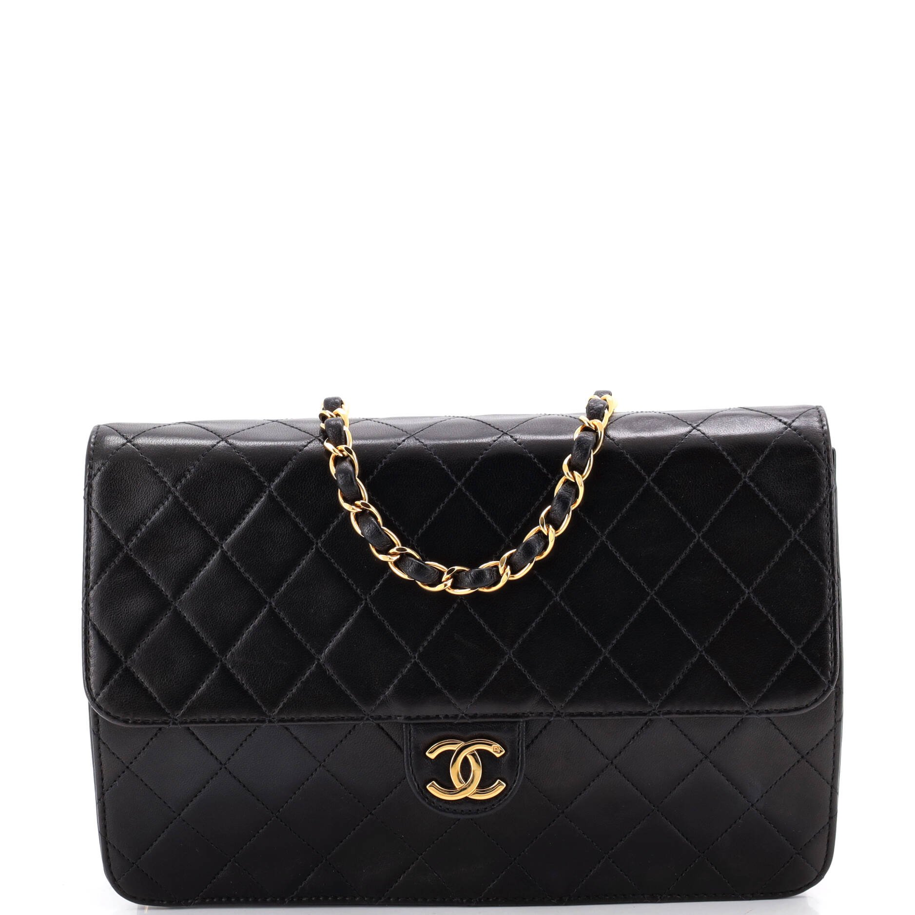 Vintage Clutch with Chain Quilted Leather Medium
