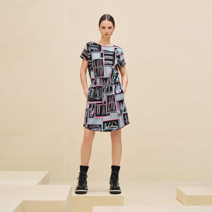 Noir "Lettres Equestres" Drawstring Dress