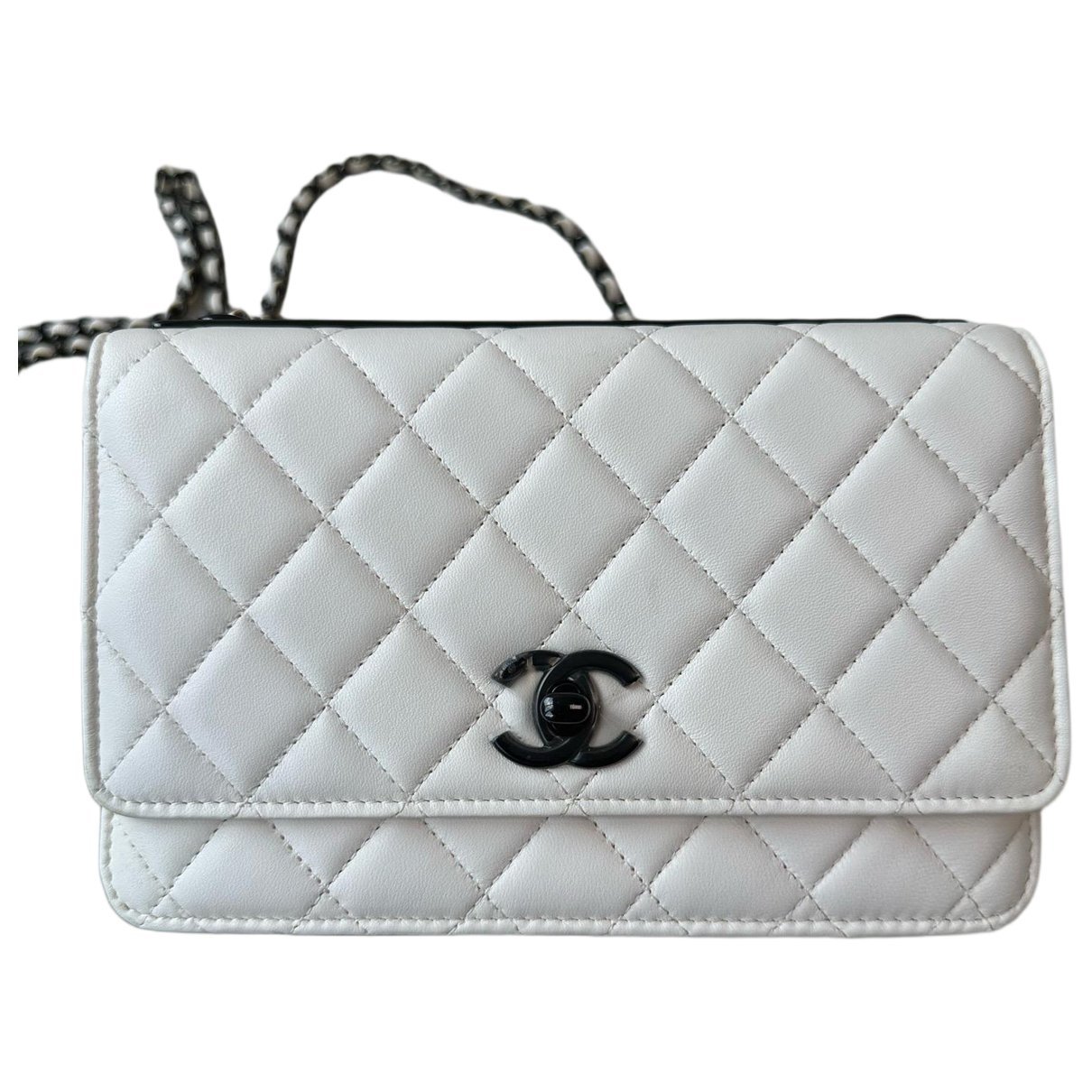Trendy CC Wallet on Chain leather handbag