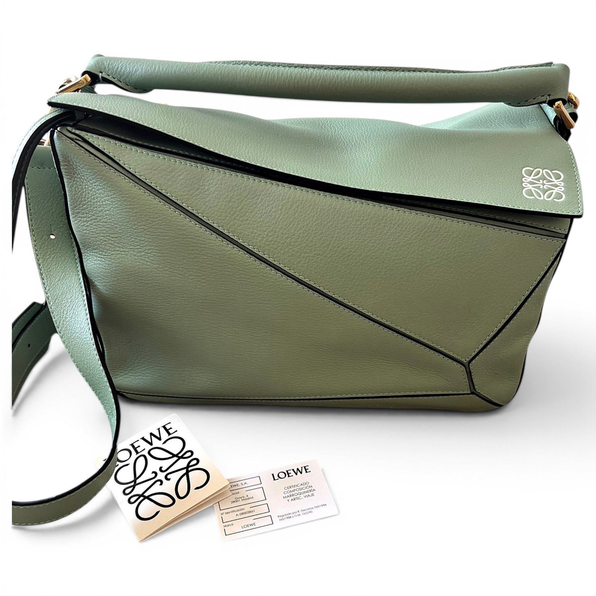 Puzzle leather handbag