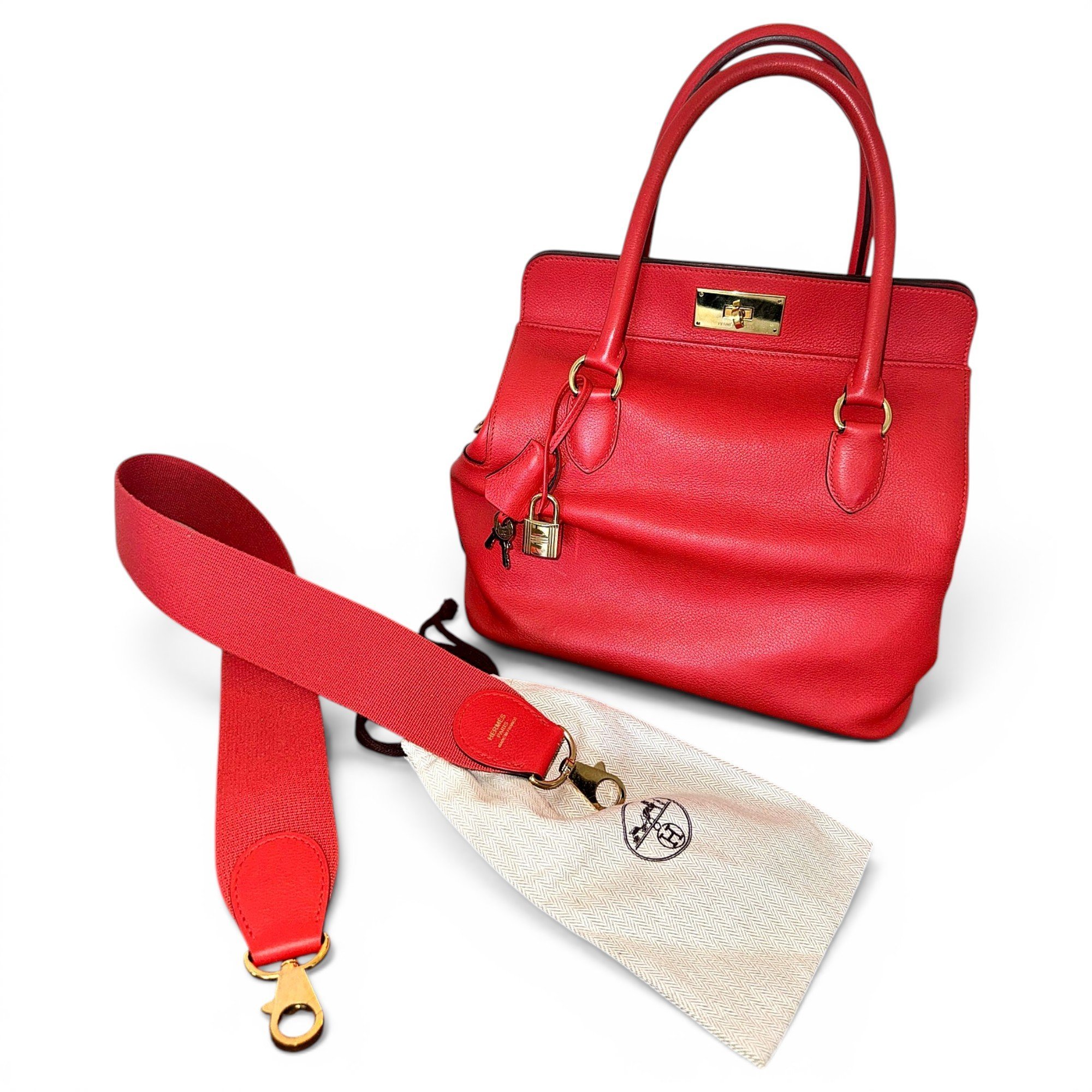 Hermes Toolbox 26 Handbag Rouge Tomate