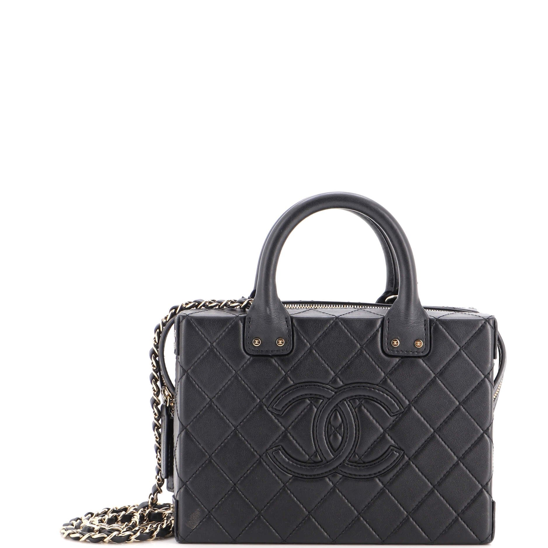 CC Square Convertible Vanity Case Quilted Calfskin Medium