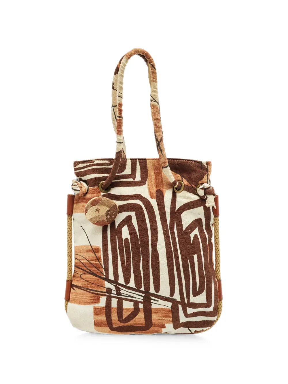 print rope-detail tote bag