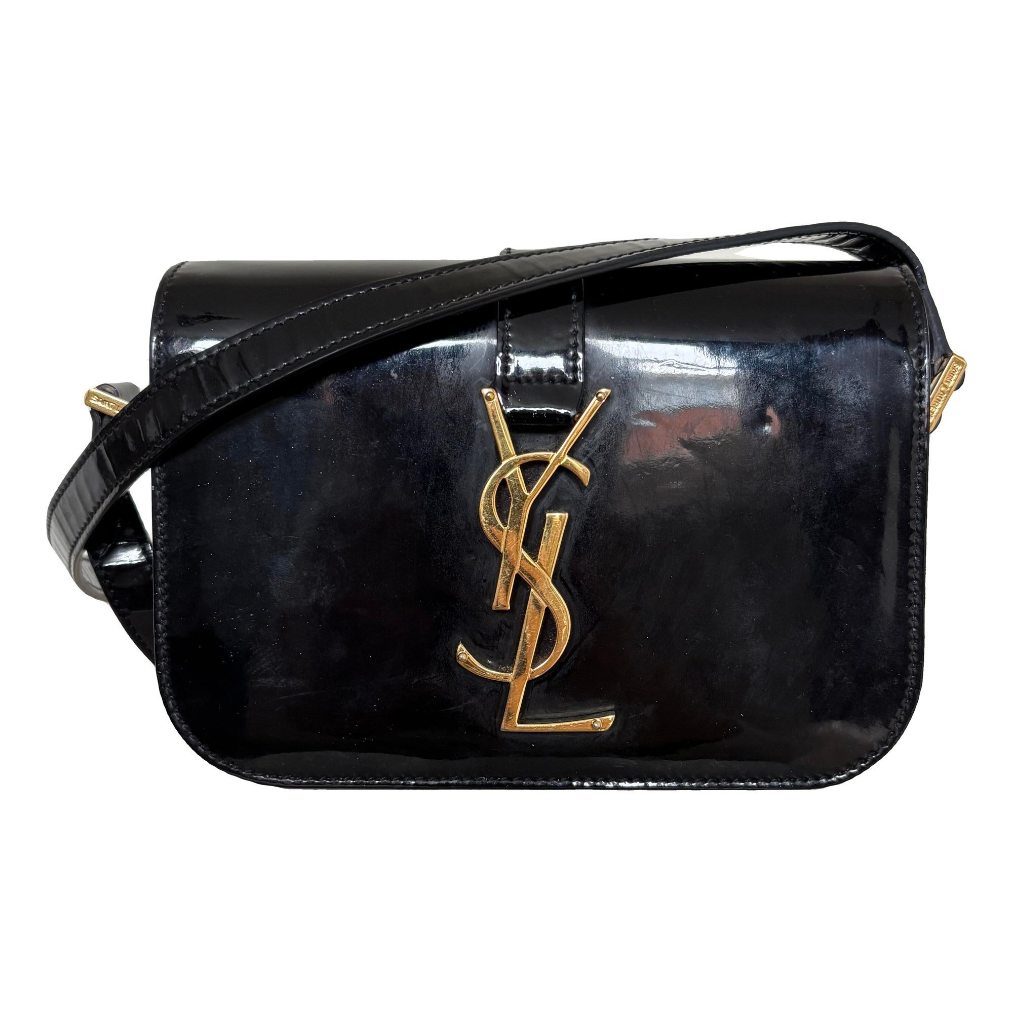Université patent leather crossbody bag