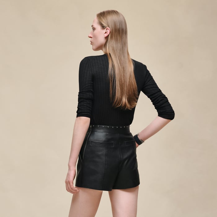 Noir Grained Goatskin Shorts