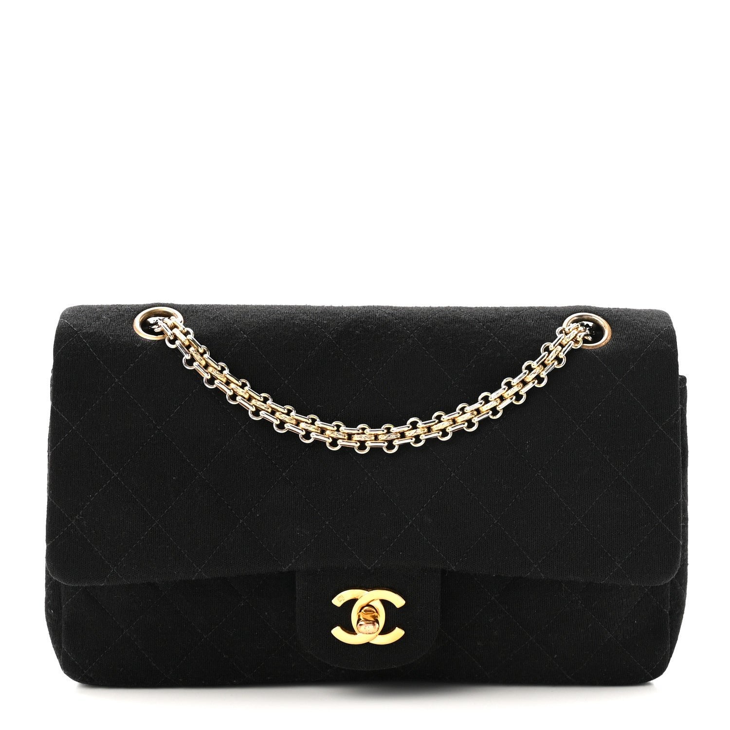 Chanel Jersey Quilted Medium Double Flap Black