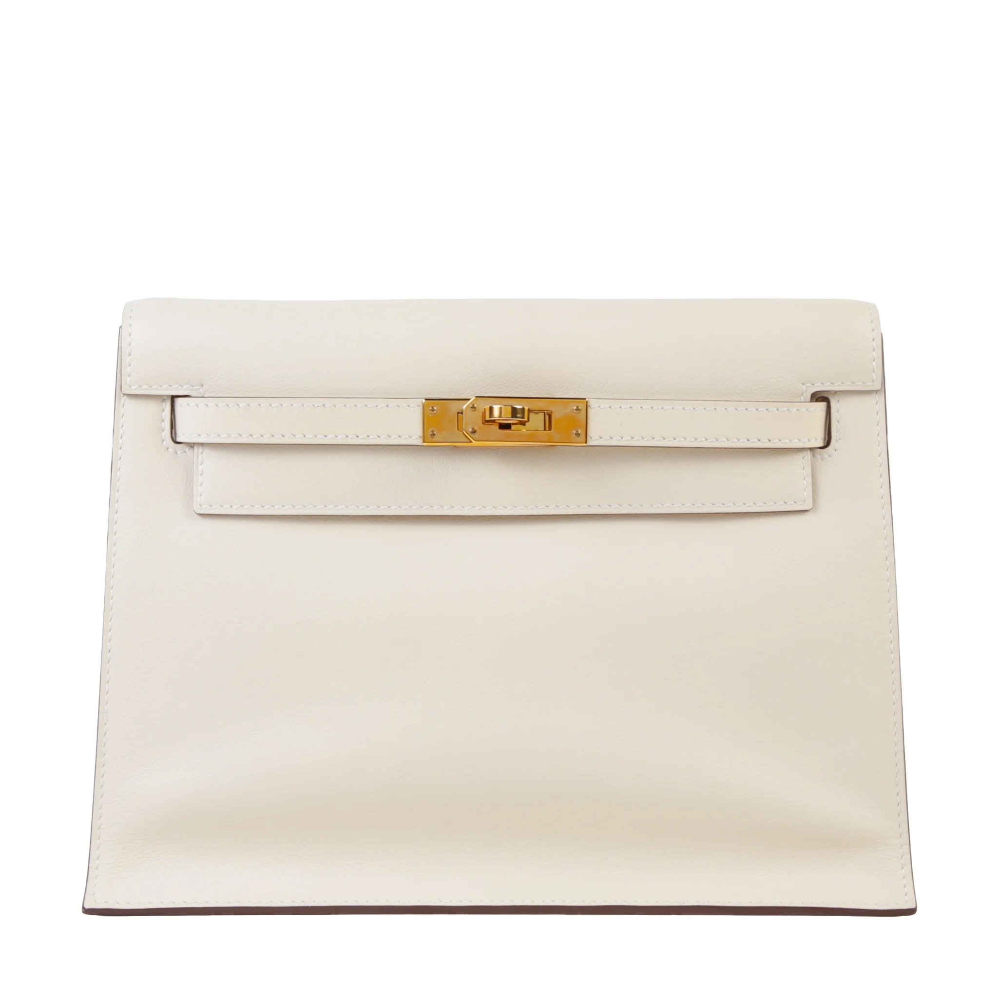 Very Good ( Rank A) HERMÈS Kelly Danse Nata (I2) Gris Perle (80) Swift Gold hardware B (2023)