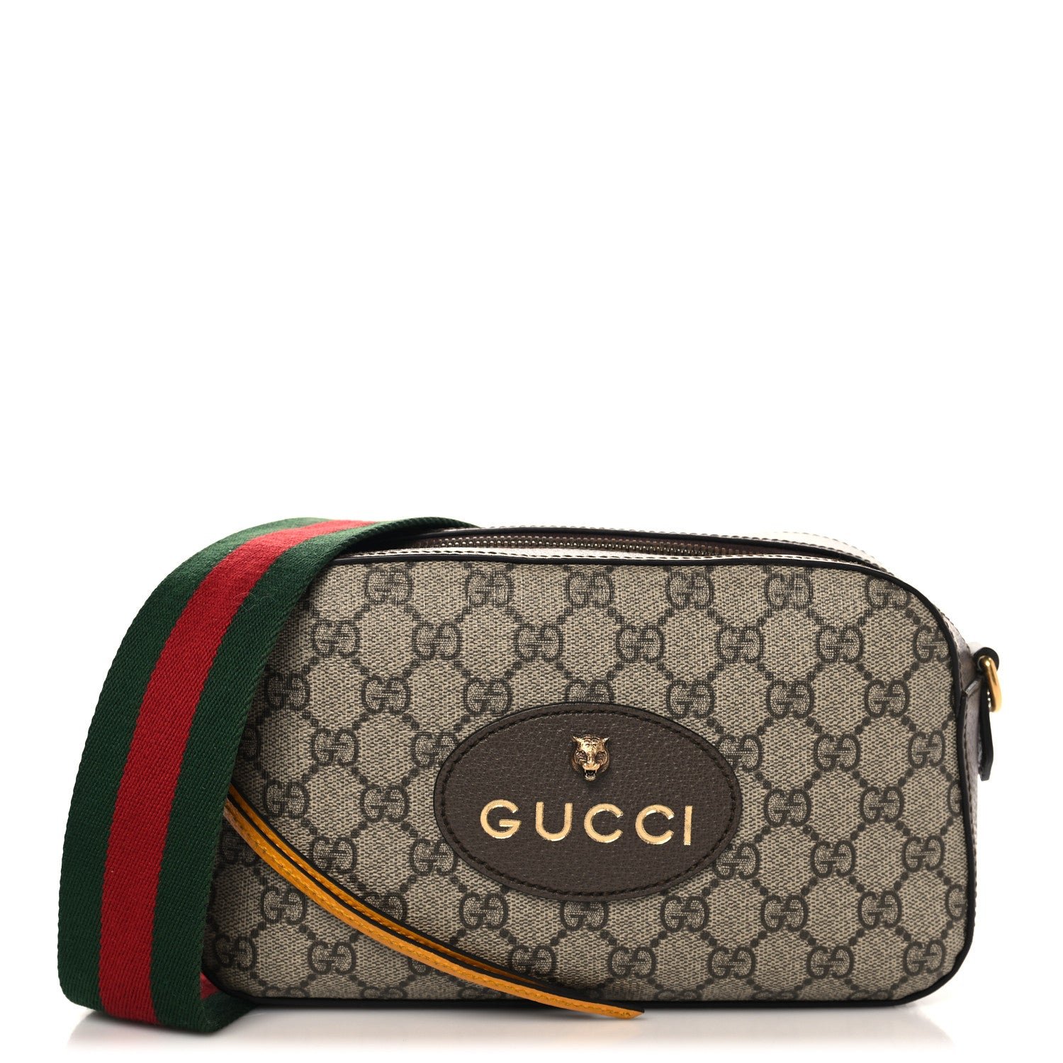 Gucci GG Supreme Monogram Web Neo Vintage Shoulder Bag Beige New Acero Crop