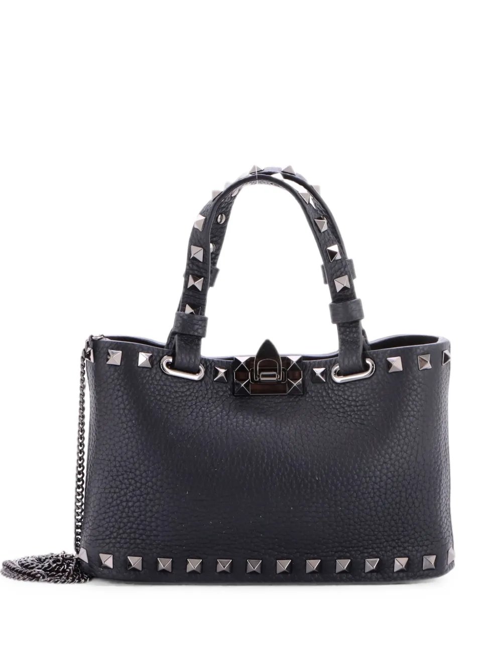 Rockstud Flip Lock Chain Leather Mini tote bag