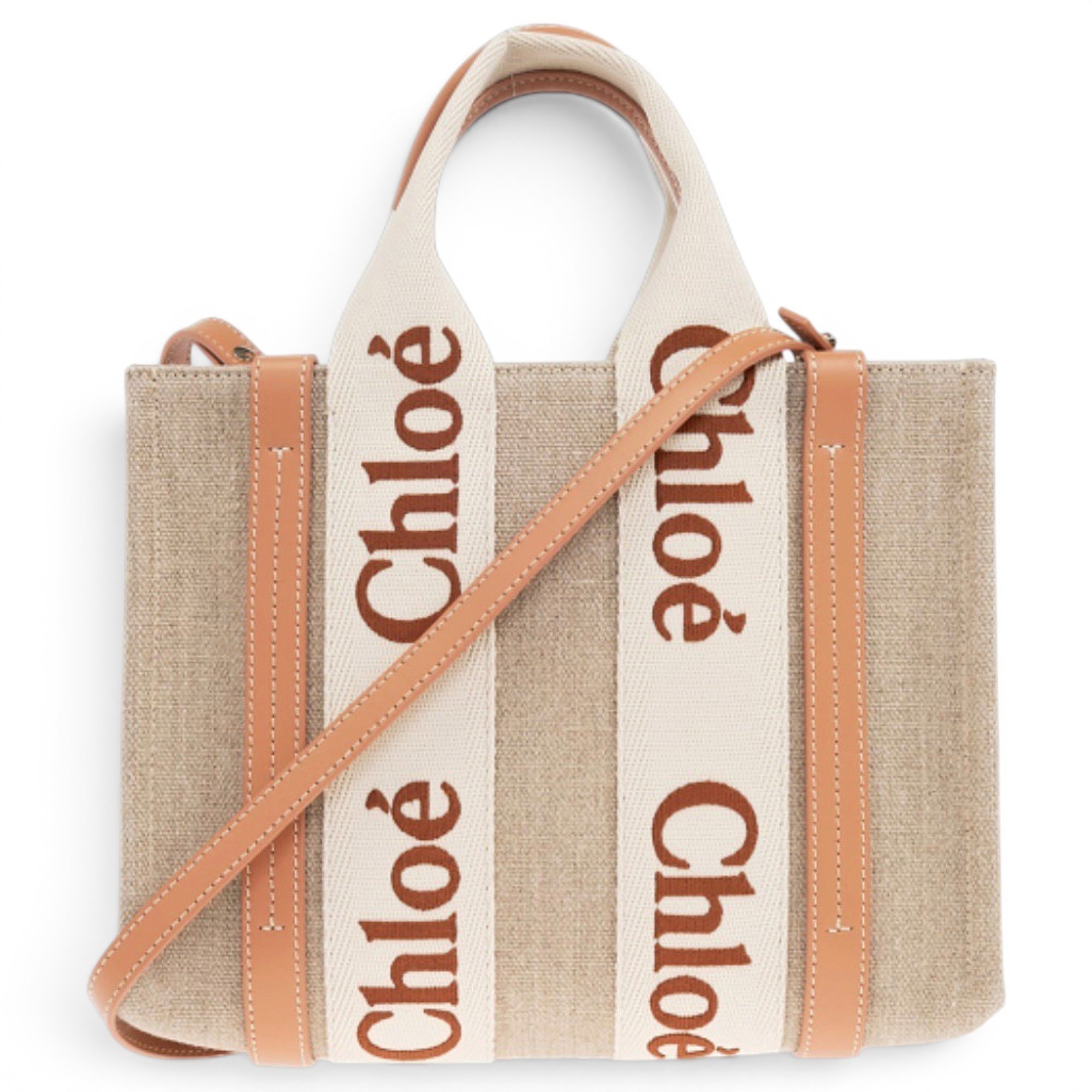 Chloe Woody linen tote