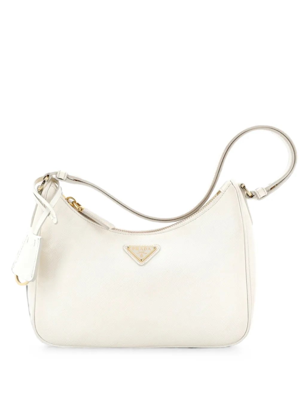 Adjustable Handle Zip Saffiano Leather Mini hobo bag