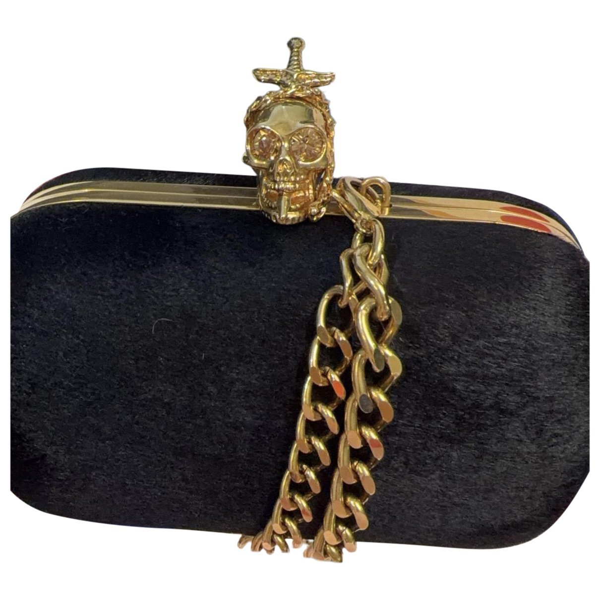 Skull pony-style calfskin clutch bag