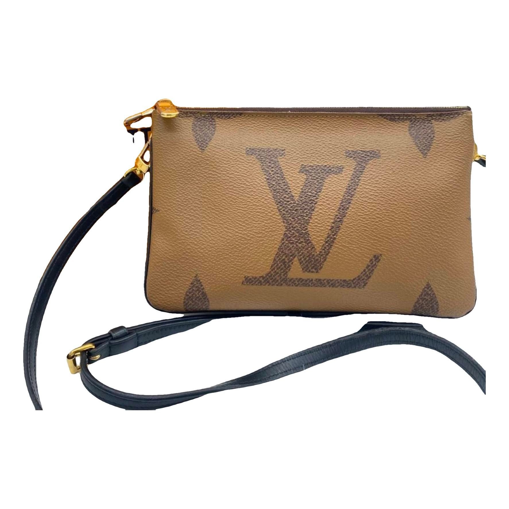 Double zip leather crossbody bag