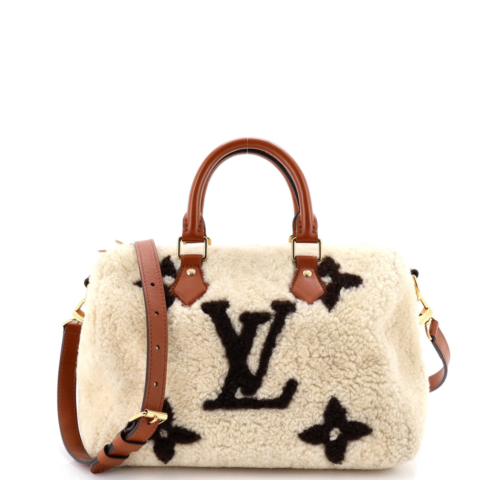 Louis Vuitton Speedy Bandouliere Bag Monogram Giant Teddy Fleece 25