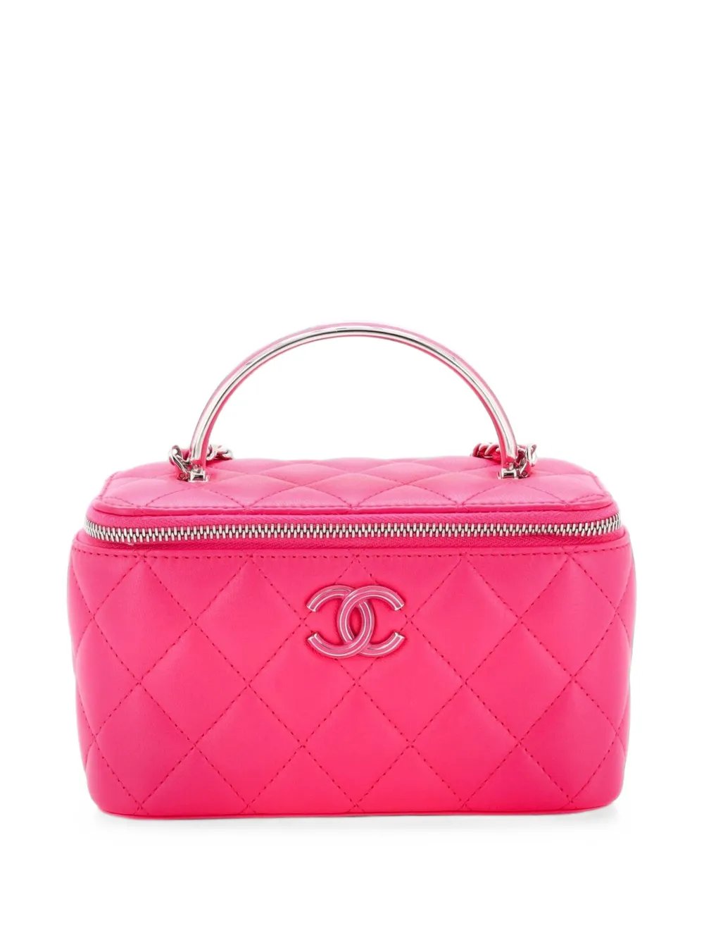 Classic Top Handle Vanity Case with Chain Quilted Lambskin Small crossbody bag
