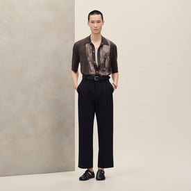 "Eperon d'Or Soie Plissee" short-sleeve straight cut shirt