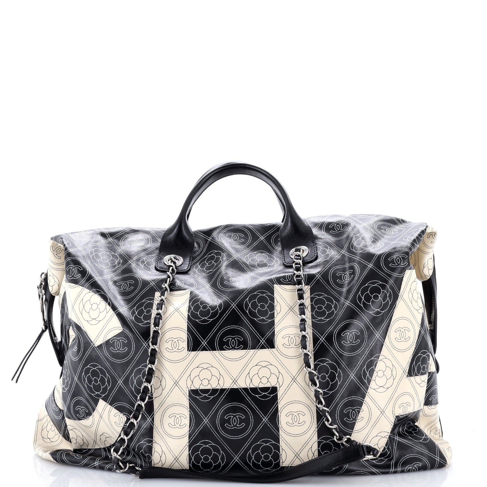 Logo Camellia Bowling Bag Printed Coated Canvas Large