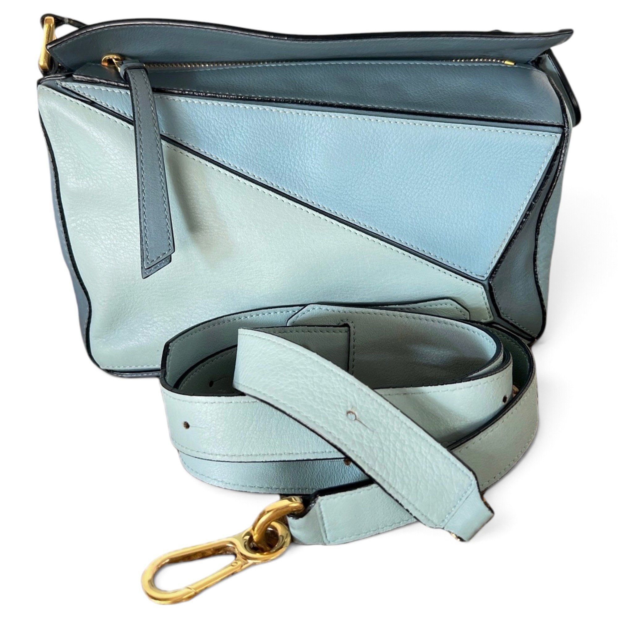 Puzzle leather handbag