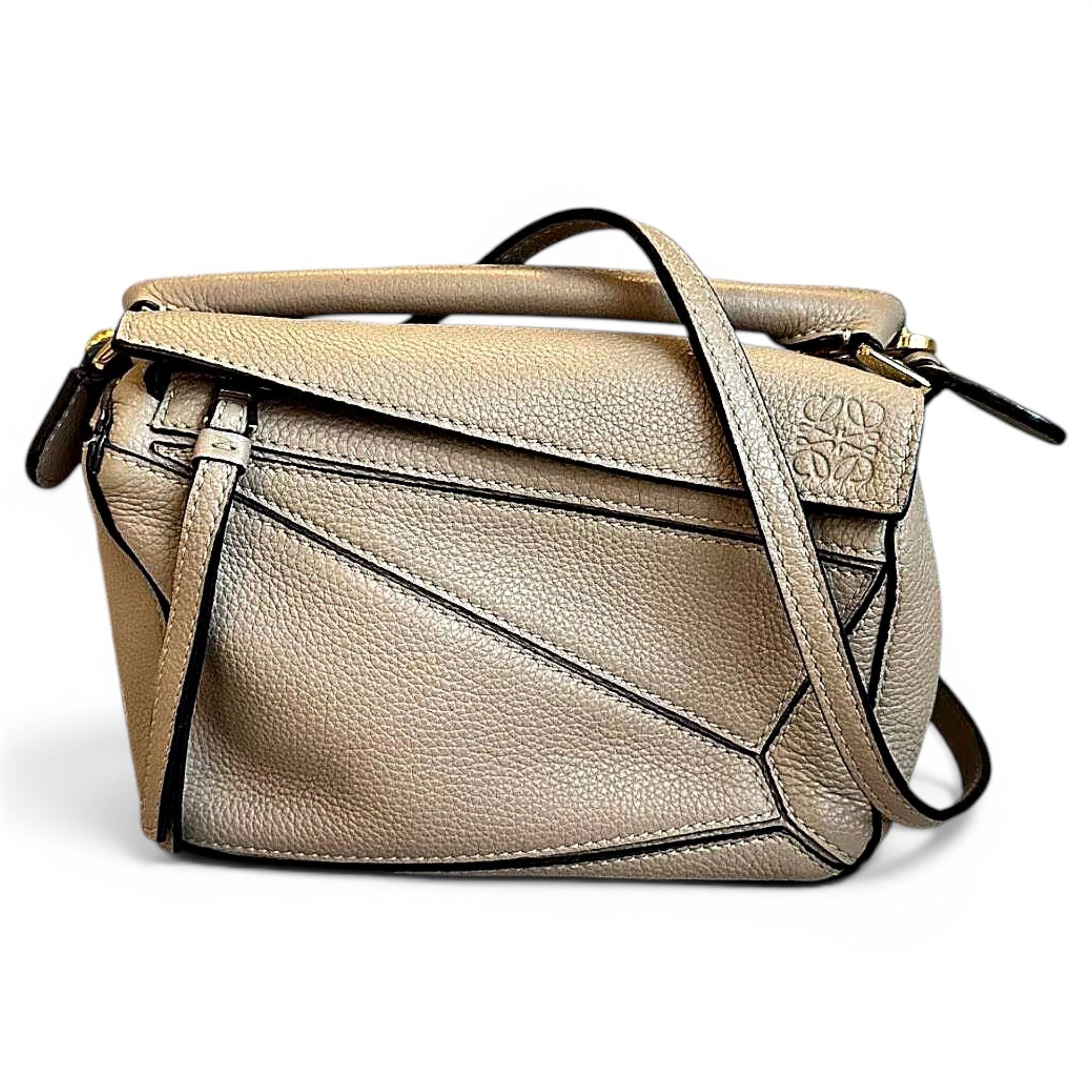 Puzzle leather handbag