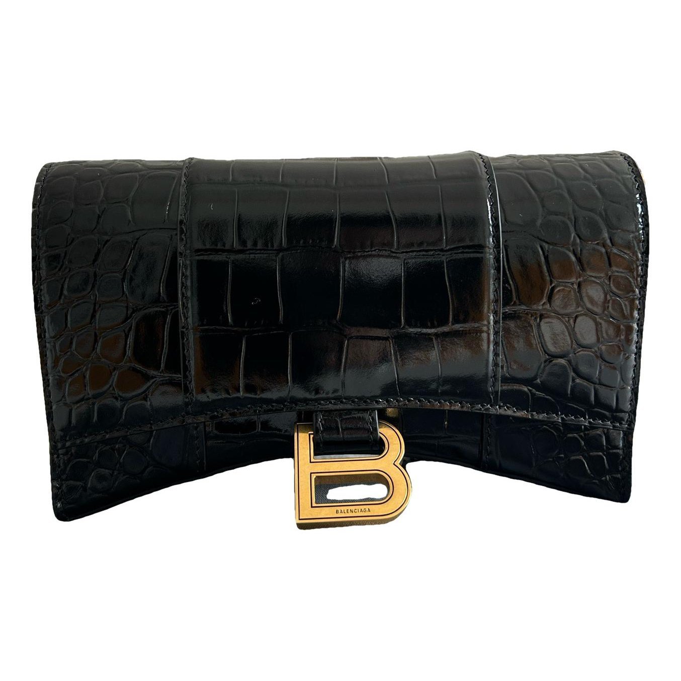 Hourglass leather handbag