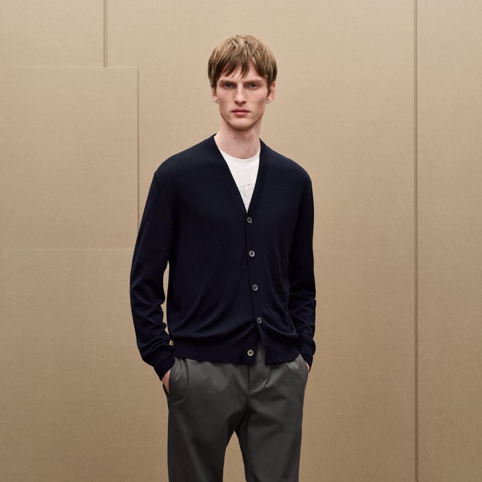 Marine "Detail H" Buttoned Cardigan