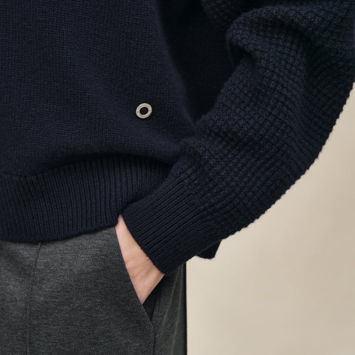 Bleu Noir Cashmere Long-sleeve Sweater