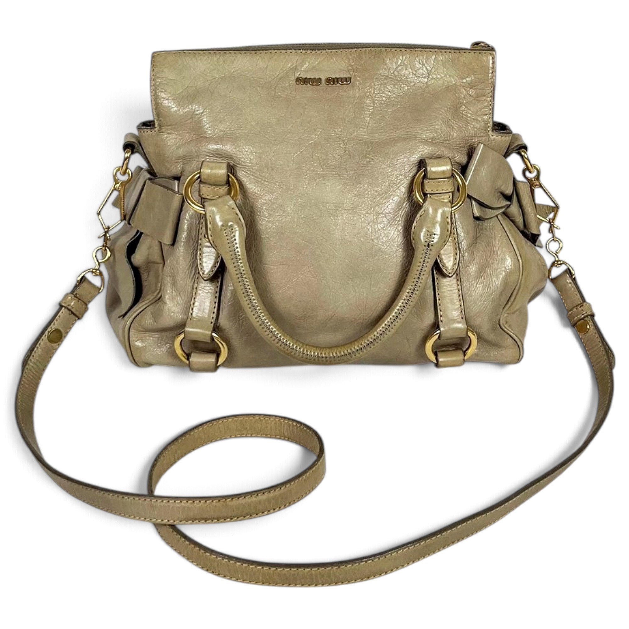 Bow bag leather handbag
