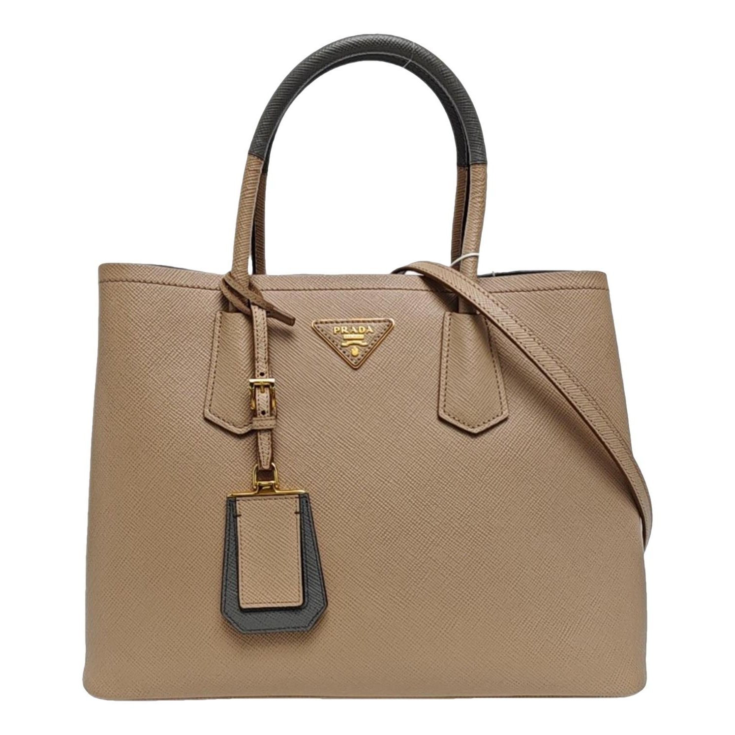 Double leather handbag