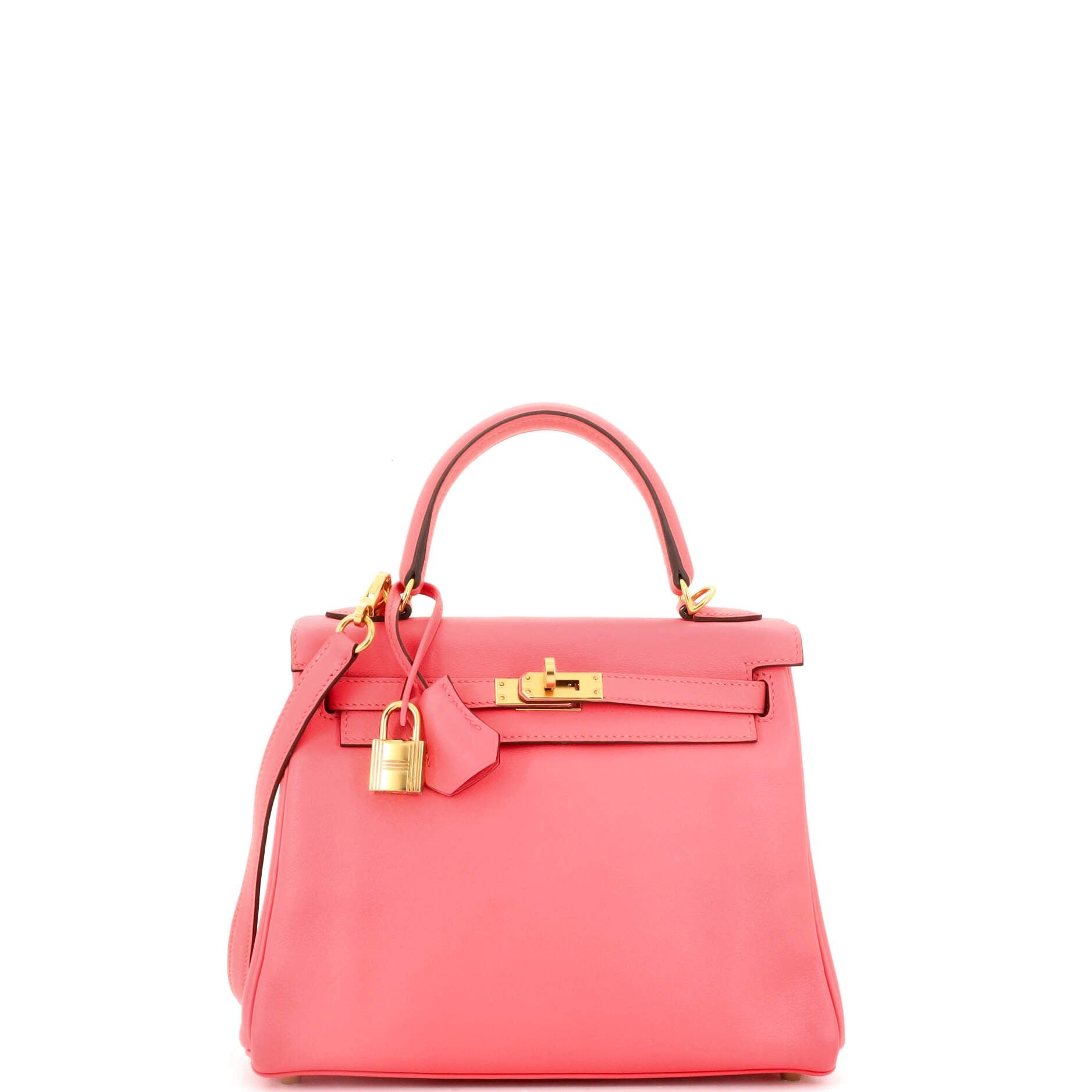 Hermes Kelly Handbag Rose Azalée Swift with Gold Hardware 25