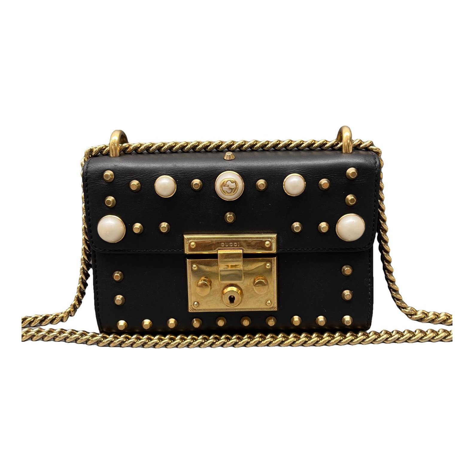 Padlock leather handbag