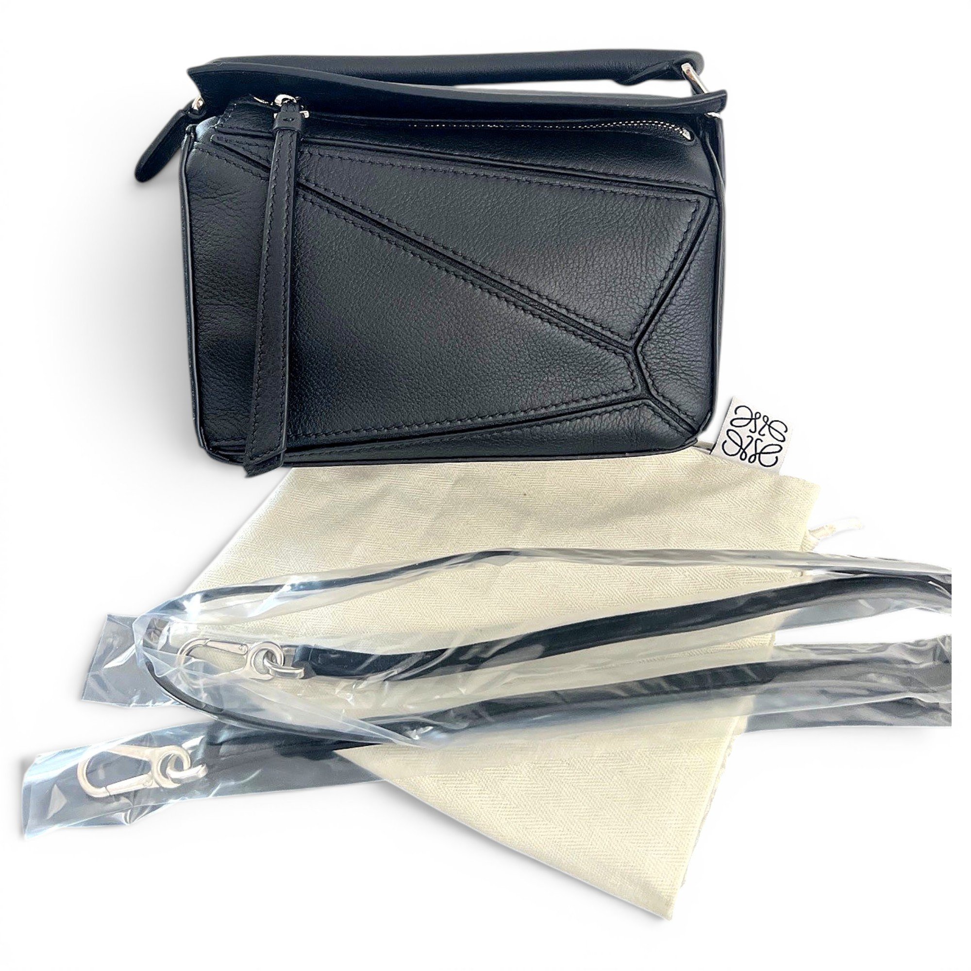 Puzzle leather handbag