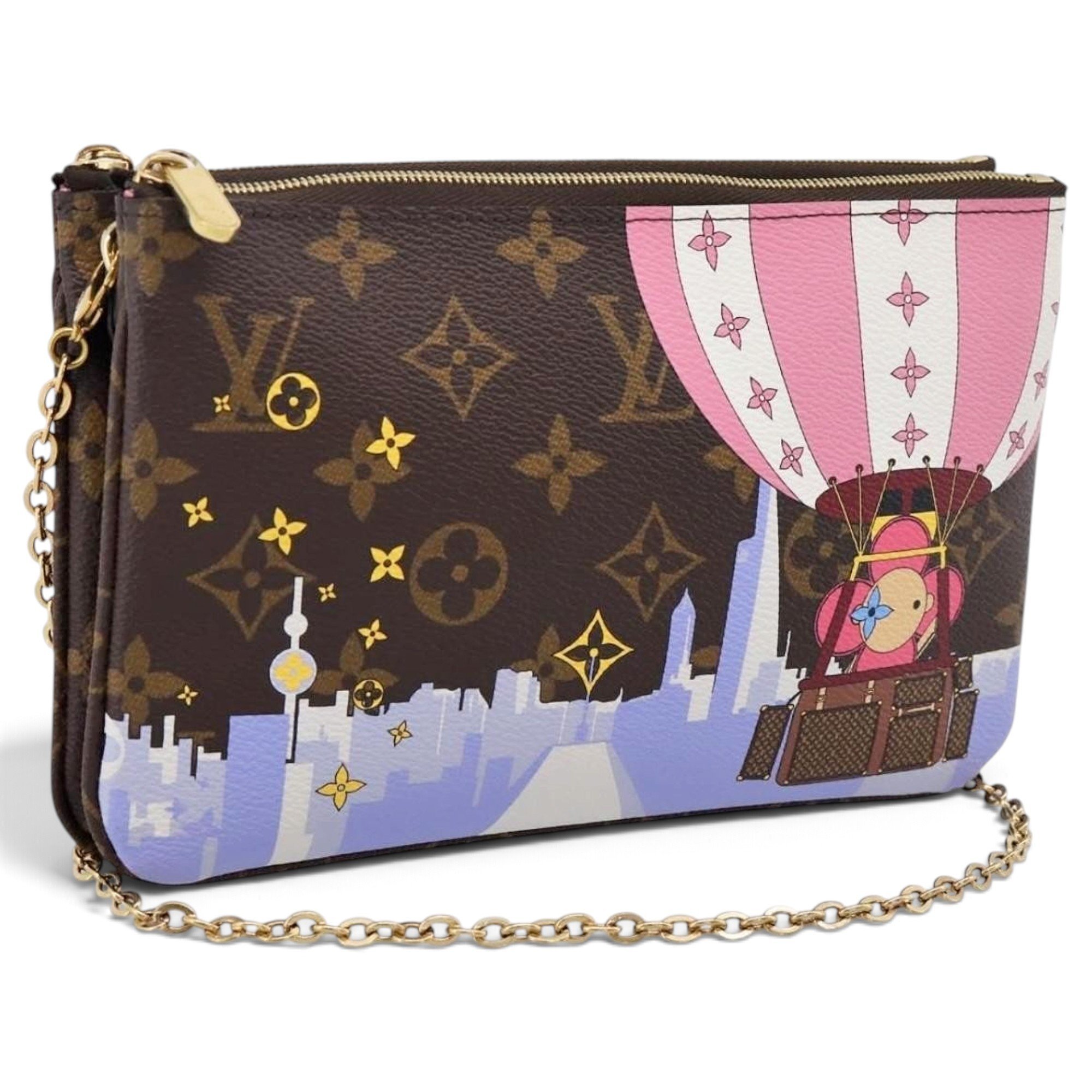 Double zip leather handbag