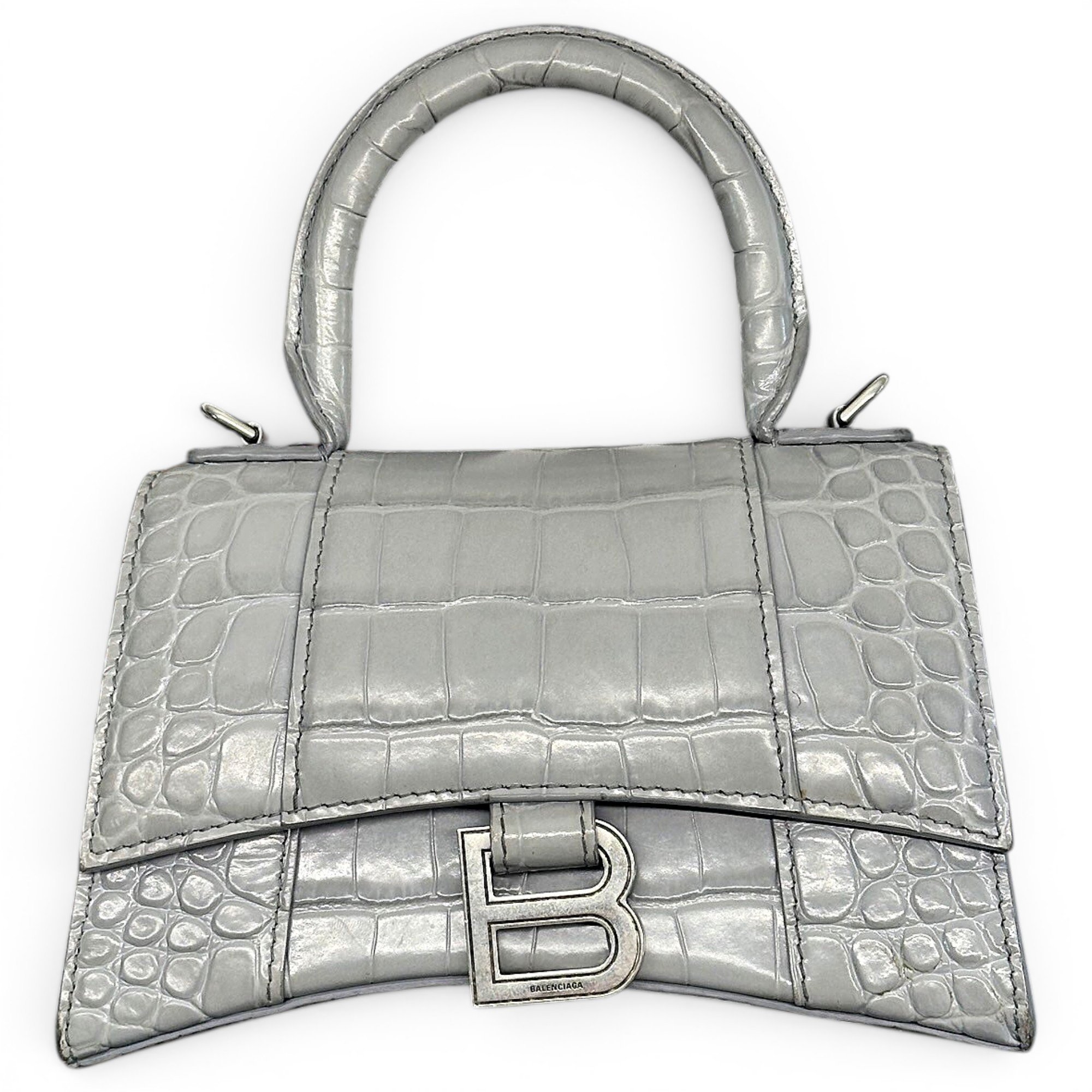 Hourglass leather handbag